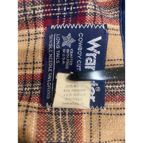 Wrangler mens snap Cowboy/Western cut long tail Button up shirt (16 1/2 - 35) - Picture 10 of 12